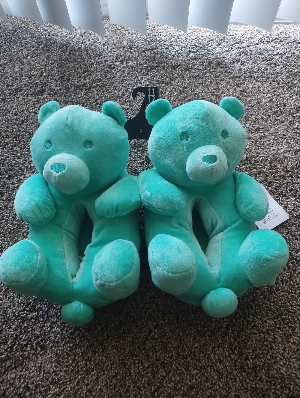 Kids Plush Bear Slippers in Teal - Cozy Indoor Footwear